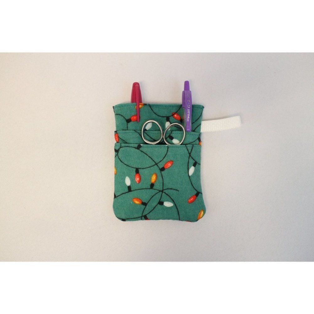 Holiday Lights Scrub POCKET Insert, Organizer & Protector for Nurses, Doctors